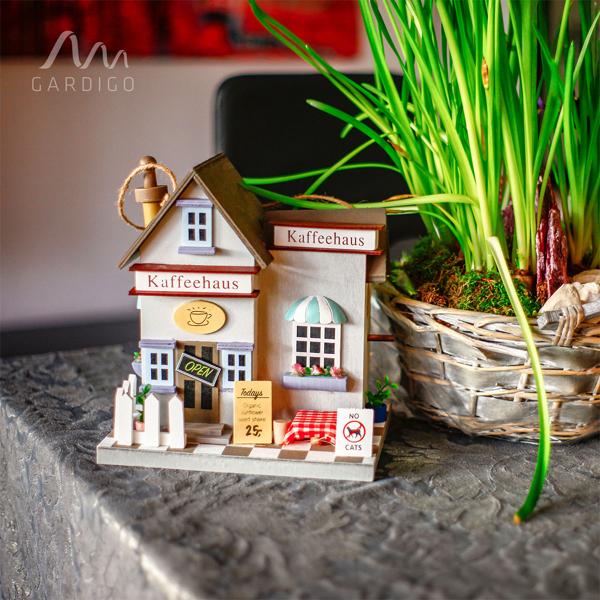 2er-Set Nisthilfe Kaffeehaus-Optik - Vogelhaus für Haussperlinge & Trauerschnäpper mit Reinigungsöffnung - 22.5x24x16.6 cm - zum Aufhängen/Hinstellen