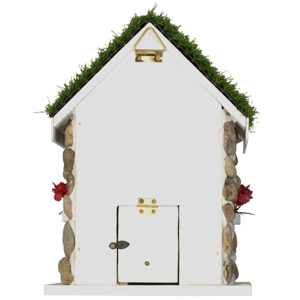 2er-Set Nisthilfe, Steinhäuschen-Optik, echte Steine & Kunstrasen – Vogelhaus für Meisen & Trauerschnäpper, detailreiche Dekoration