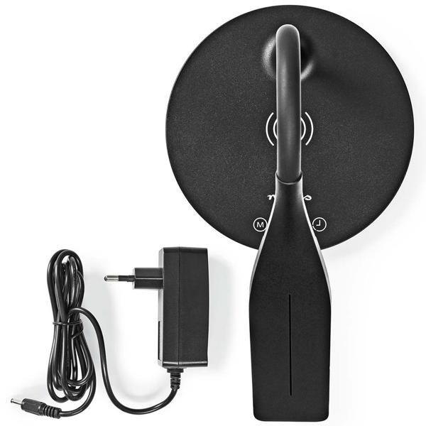 Dimmbare LED-Schreibtischlampe mit Qi-Ladegerät, 15W, schwarz – Kabellose Ladung & flexibles Licht für Ihren Arbeitsplatz