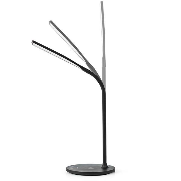 Dimmbare LED-Schreibtischlampe mit Qi-Ladegerät, 15W, schwarz – Kabellose Ladung & flexibles Licht für Ihren Arbeitsplatz