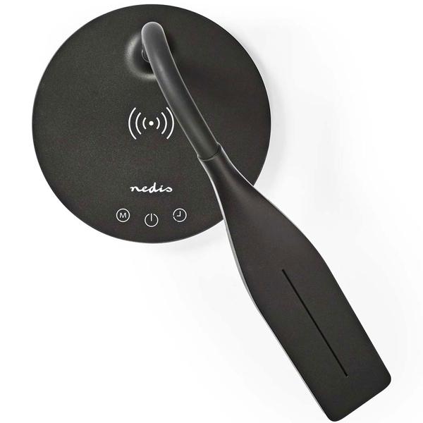 Dimmbare LED-Schreibtischlampe mit Qi-Ladegerät, 15W, schwarz – Kabellose Ladung & flexibles Licht für Ihren Arbeitsplatz