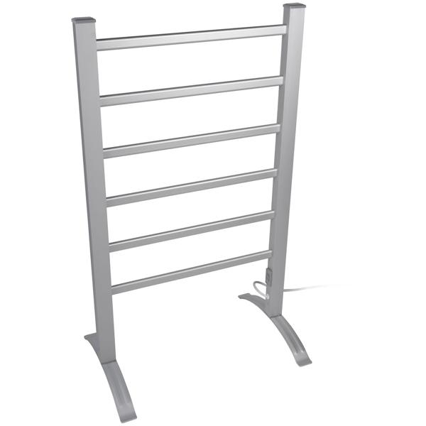 Elektrischer Handtuchtrockner aus Aluminium, weiss, 100 Watt, mit 6 Heizstäben, Inklusive Fussstütze und Wandhalterung, für wohlige wärme