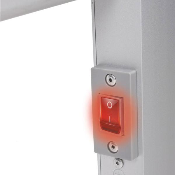 Elektrischer Handtuchtrockner aus Aluminium, weiss, 100 Watt, mit 6 Heizstäben, Inklusive Fussstütze und Wandhalterung, für wohlige wärme