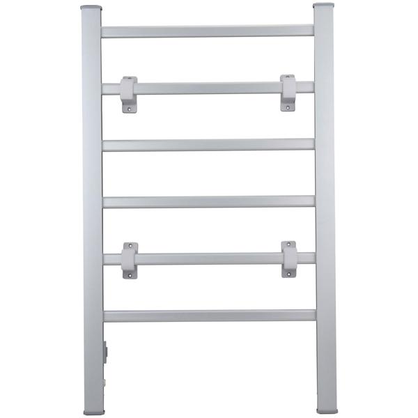 Elektrischer Handtuchtrockner aus Aluminium, weiss, 100 Watt, mit 6 Heizstäben, Inklusive Fussstütze und Wandhalterung, für wohlige wärme