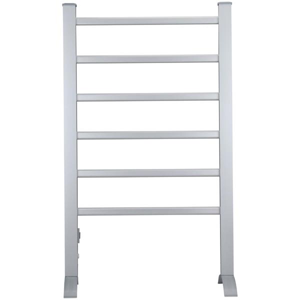 Elektrischer Handtuchtrockner aus Aluminium, weiss, 100 Watt, mit 6 Heizstäben, Inklusive Fussstütze und Wandhalterung, für wohlige wärme