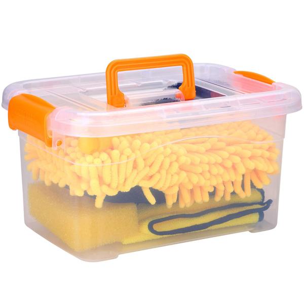 Auto-Reinigungsset für Lack, Felgen & Innenraum, 5-teilig, Mikrofaser – gelb, mit Tüchern, Handschuh, Schwamm & Bürste