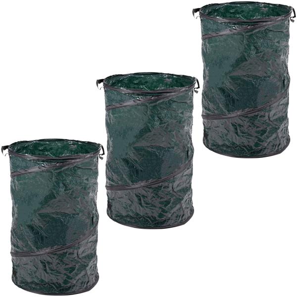 3er-Set Gartenabfallsäcke - Rasenschnitt & Gartenabfälle mühelos entsorgen - Ø 45x75 cm, robust, Tragegriffe, platzsparend faltbar