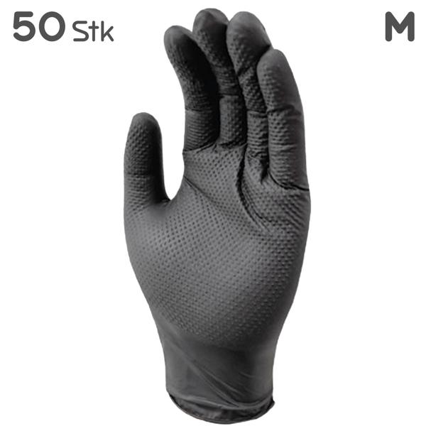 Nitrilkautschuk Handschuhe 50 Stk. schwarz - Grösse M - Diamantenstruktur für sicheren Halt - reissfest, flexibel - Schutz vor Öl/Farbe/Kleber