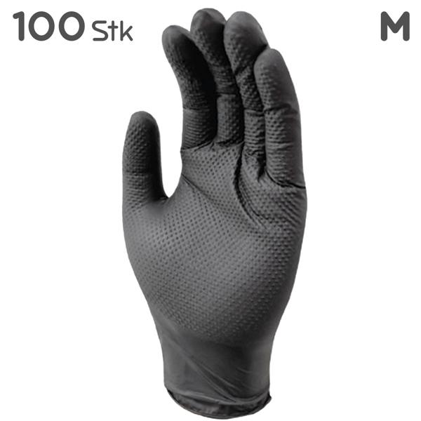 Nitrilkautschuk Handschuhe 100 Stk. Grösse M schwarz - Schutz vor Öl, Farbe, Schmutz - Diamantenstruktur für Grip - Stabil & Elastisch