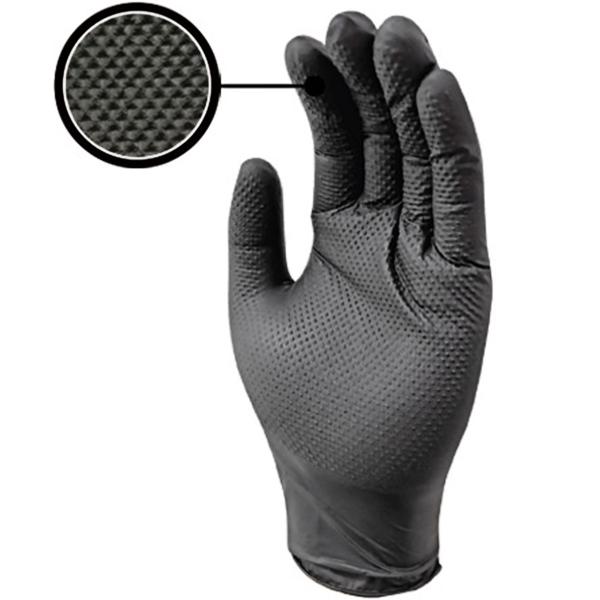 Nitrilkautschuk Handschuhe 50 Stk. Grösse L schwarz - Diamantenstruktur für sicheren Grip - Robuster Einwegschutz für Haushalt & Grill