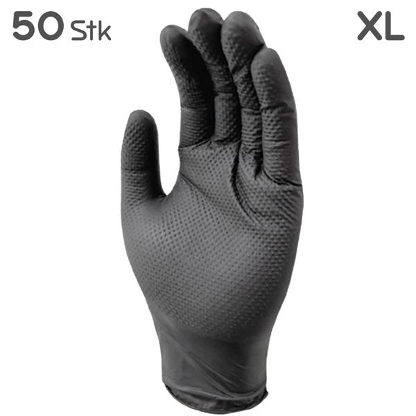 Nitrilkautschuk Handschuhe 50 Stk. XL schwarz - Diamantenstruktur für sicheren Halt - Strapazierfähige Einweghandschuhe, ungepudert, lebensmittelecht
