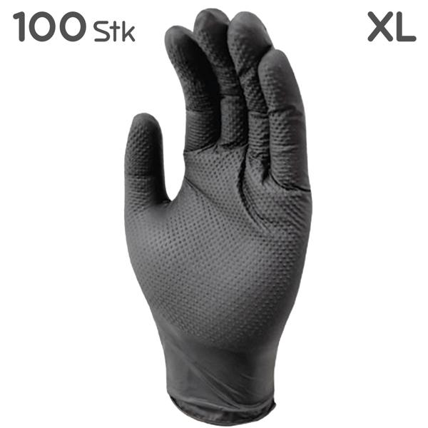 Nitrilkautschuk Handschuhe Diamantenstruktur XL - 100 Stk. (2x 50) Schwarz - Stabil, elastisch, für Lebensmittelkontakt, Grill, Hygiene, Reinigung