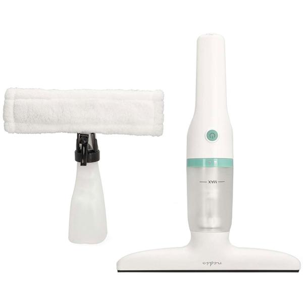 Akku-Fenstersauger mit 28cm Abziehbreite, weiss grün, 12W – inkl. 350ml Sprühset mit Mikrofaserwischer für eine streifenfreie Fensterreinigung