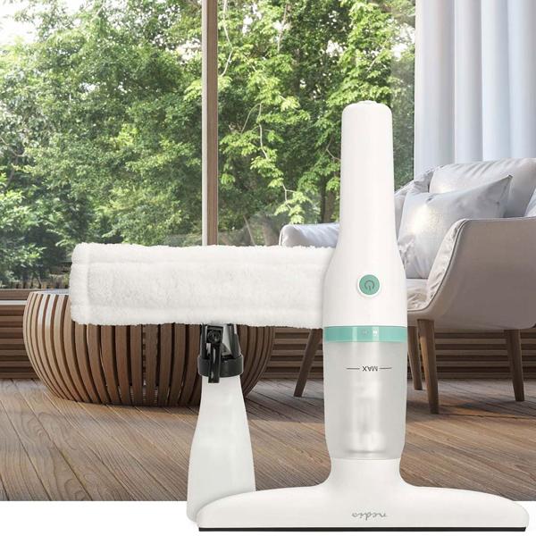 Akku-Fenstersauger mit 28cm Abziehbreite, weiss grün, 12W – inkl. 350ml Sprühset mit Mikrofaserwischer für eine streifenfreie Fensterreinigung