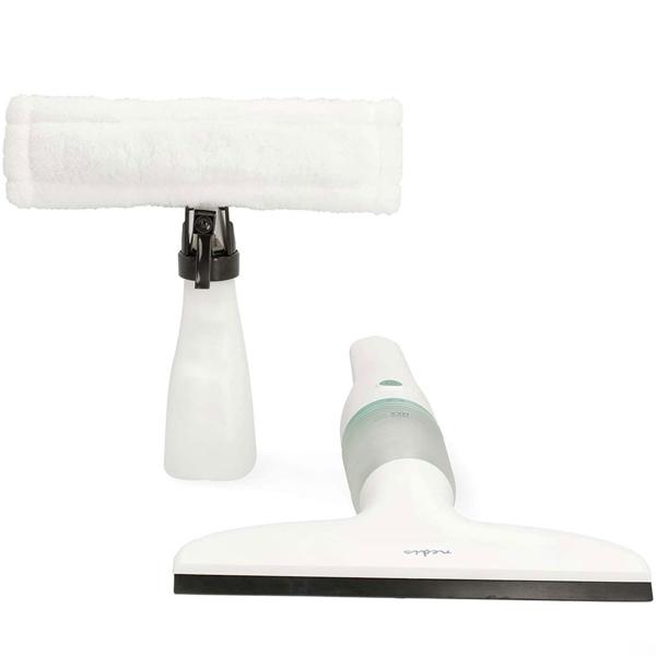 Akku-Fenstersauger mit 28cm Abziehbreite, weiss grün, 12W – inkl. 350ml Sprühset mit Mikrofaserwischer für eine streifenfreie Fensterreinigung