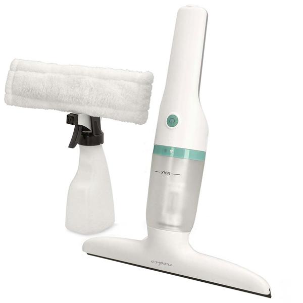 Akku-Fenstersauger mit 28cm Abziehbreite, weiss grün, 12W – inkl. 350ml Sprühset mit Mikrofaserwischer für eine streifenfreie Fensterreinigung
