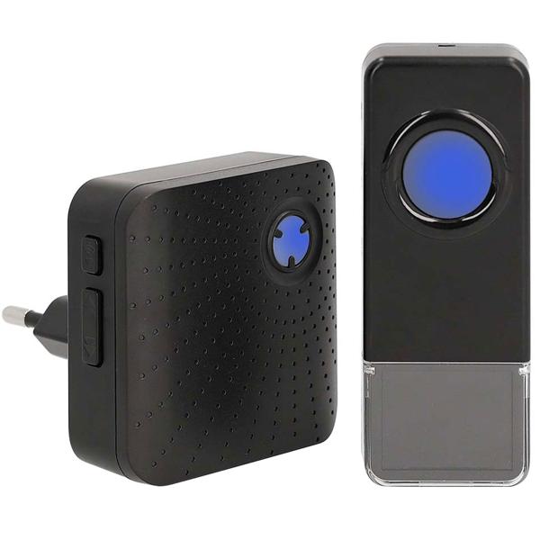 Kabelloses Türklingel-Set mit 58 Melodien, schwarz – IP55 wetterfest, LED Lichtsignal, einfache Installation & grosse Reichweite