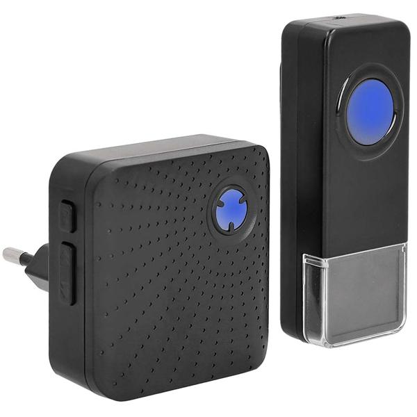 Kabelloses Türklingel-Set mit 58 Melodien, schwarz – IP55 wetterfest, LED Lichtsignal, einfache Installation & grosse Reichweite