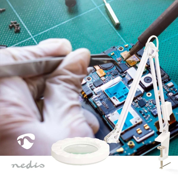 Helle LED-Lupenleuchte, 700 Lumen, 1,75x Vergrösserung, Gelenkarm – 6W, 42 SMD LEDs, weiss, für Lesen, DIY, Handwerk & mehr