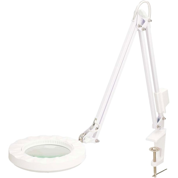 Helle LED-Lupenleuchte, 700 Lumen, 1,75x Vergrösserung, Gelenkarm – 6W, 42 SMD LEDs, weiss, für Lesen, DIY, Handwerk & mehr