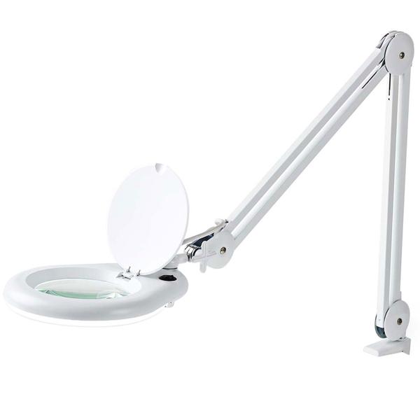 Helle LED-Lupenleuchte, 685 Lumen, 1,75x Vergrößerung, Gelenkarm – 9W, 56 SMD LEDs, weiss, für Lesen, Handwerk & mehr