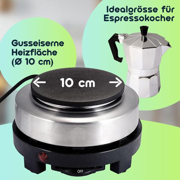 Kompakte elektrische Mini-Einzelkochplatte, Ø 10 cm, 500 Watt, Ideal für Camping, Studentenwohnungen & kleine Küchen, schnellheizend & platzsparend