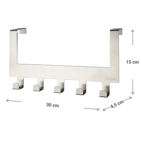 2er-Set Robuste Edelstahl-Türgarderobenleiste mit je 5 Kleiderhaken, platzsparende Aufbewahrung für Jacken, Mäntel, Handtücher u.v.m.