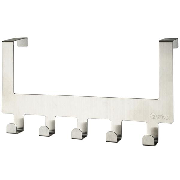 2er-Set Robuste Edelstahl-Türgarderobenleiste mit je 5 Kleiderhaken, platzsparende Aufbewahrung für Jacken, Mäntel, Handtücher u.v.m.