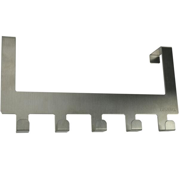 2er-Set Robuste Edelstahl-Türgarderobenleiste mit je 5 Kleiderhaken, platzsparende Aufbewahrung für Jacken, Mäntel, Handtücher u.v.m.