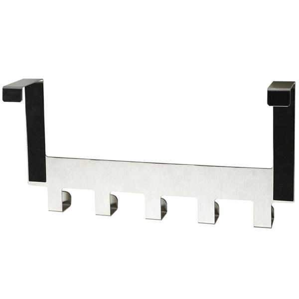 2er-Set Robuste Edelstahl-Türgarderobenleiste mit je 5 Kleiderhaken, platzsparende Aufbewahrung für Jacken, Mäntel, Handtücher u.v.m.