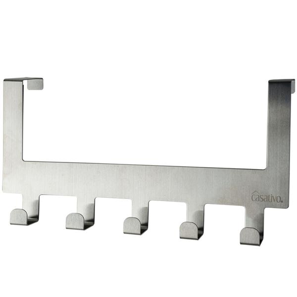 2er-Set Robuste Edelstahl-Türgarderobenleiste mit je 5 Kleiderhaken, platzsparende Aufbewahrung für Jacken, Mäntel, Handtücher u.v.m.