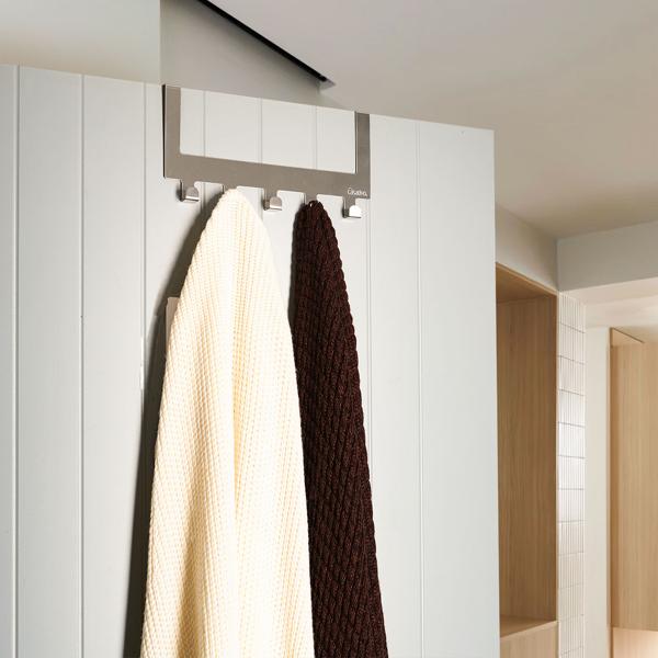 2er-Set Robuste Edelstahl-Türgarderobenleiste mit je 5 Kleiderhaken, platzsparende Aufbewahrung für Jacken, Mäntel, Handtücher u.v.m.