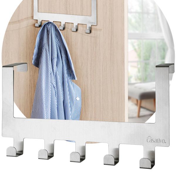 2er-Set Robuste Edelstahl-Türgarderobenleiste mit je 5 Kleiderhaken, platzsparende Aufbewahrung für Jacken, Mäntel, Handtücher u.v.m.