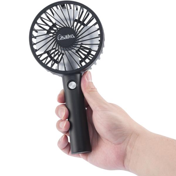 2er-Set Flexibler 2in1 Hand- & Tischventilator (schwarz): Akku- & USB-Betrieb, 3 Stufen für optimale Kühlung, tragbar für Büro, Reise & Zuhause