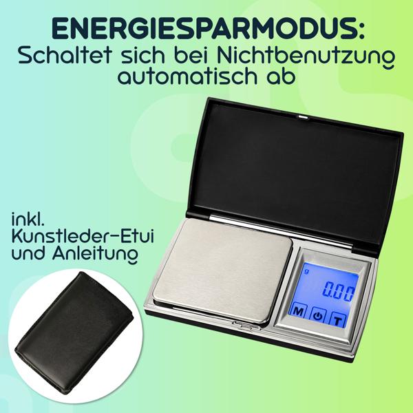 Digitale Feinwaage (500g/0.01g) mit Touch-Display – Präzise Taschenwaage mit 7 Einheiten für Schmuck, Gewürze & Gold