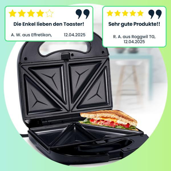 Vielseitiger 3in1 Multi-Grill: Kontaktgrill, Sandwichmaker & Waffeleisen in einem Gerät, (800 W), Abnehmbare Platten, Antihaftbeschichtung