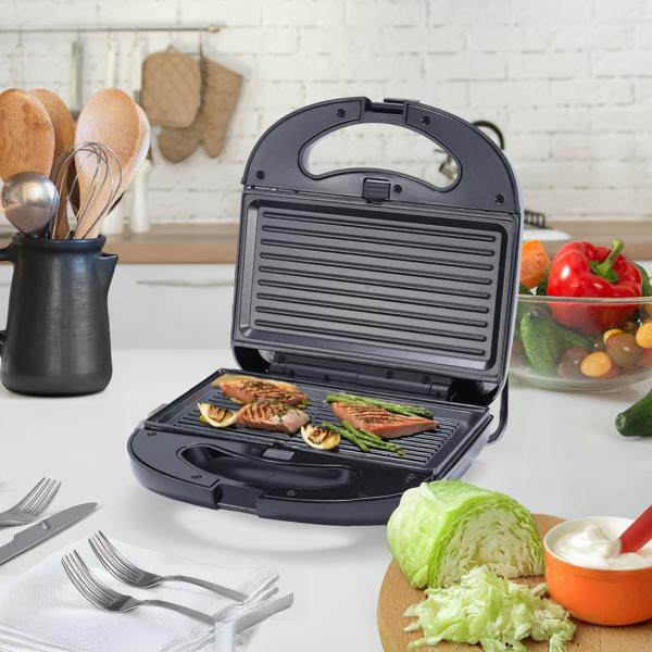Vielseitiger 3in1 Multi-Grill: Kontaktgrill, Sandwichmaker & Waffeleisen in einem Gerät, (800 W), Abnehmbare Platten, Antihaftbeschichtung