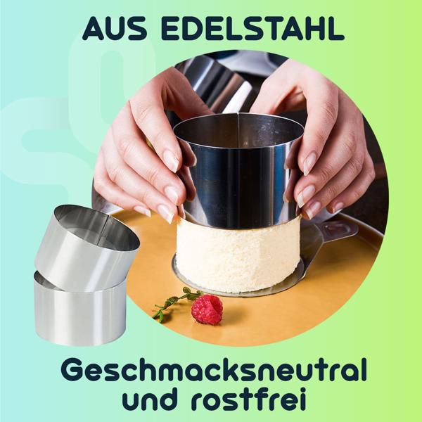 Dessert- & Speiseringe (6er-Set) Ø 8 cm mit Heber & Stampfer – Profi-Anrichtringe aus rostfreiem Edelstahl für kreative Gerichte