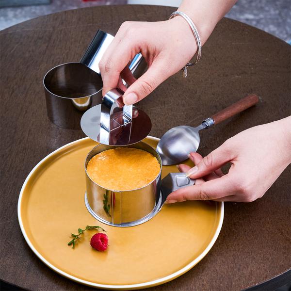 Dessert- & Speiseringe (6er-Set) Ø 8 cm mit Heber & Stampfer – Profi-Anrichtringe aus rostfreiem Edelstahl für kreative Gerichte