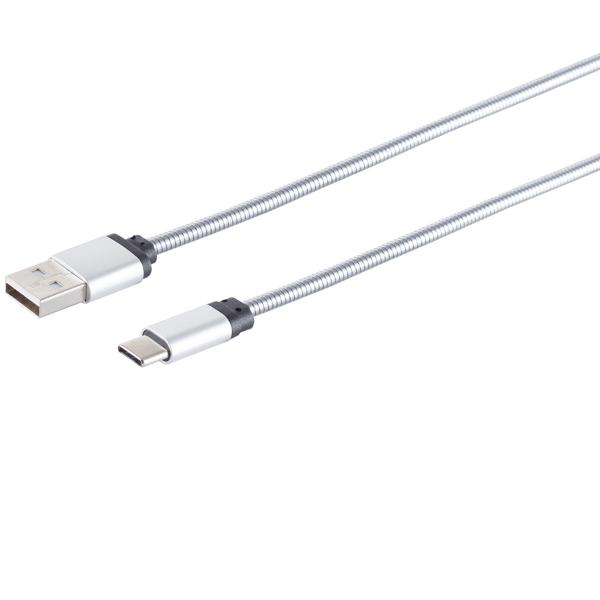 3er-Set Lade- & Datenkabel USB-C-auf-USB-A, silber, 1m