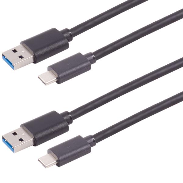2er-Set USB-A auf USB-C Lade-/Datenkabel - USB 3.0 mit 5 Gbps Datenübertragung - 1m Rundkabel Schwarz für Smartphone & Tablet - Schnell & robust
