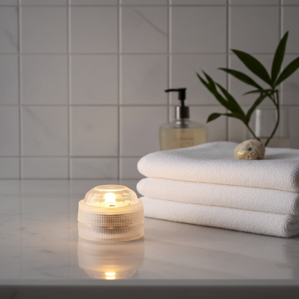LED-Teelicht wasserdicht IP68 warmweiss Ø 3cm - Ideal für Dekoration in Wasserschalen, Pools & Badewannen - Inkl. Batterien (2x CR2032)