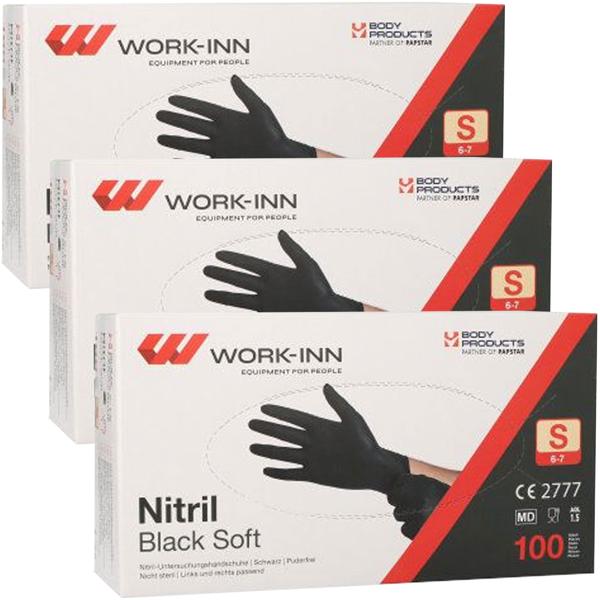 Einweg-Nitril-Handschuhe - 300 Stk. Grösse S - puderfrei, latexfrei & hypoallergen - medizinische Qualität, schwarz - für Küche, Gastro & Handwerk
