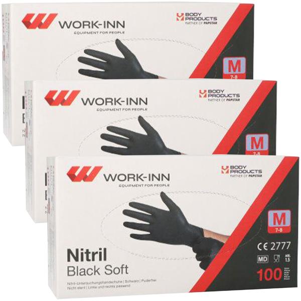 Einweg-Nitril-Handschuhe Schwarz 300 Stk. M - Puderfrei - Für Medizin, Küche, Gastronomie & Handwerk - Latex- & Allergenfrei - Gripstruktur - Lebensmittelecht