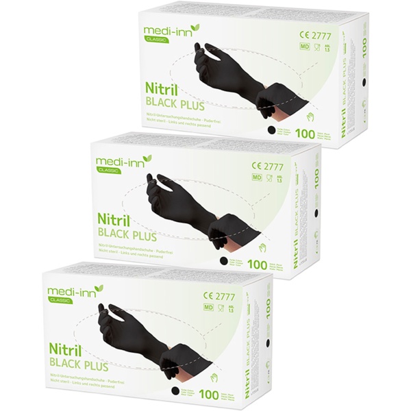 Einweg-Nitril-Handschuhe Schwarz 300 Stk. M - Puderfrei - Für Medizin, Küche, Gastronomie & Handwerk - Latex- & Allergenfrei - Gripstruktur - Lebensmittelecht