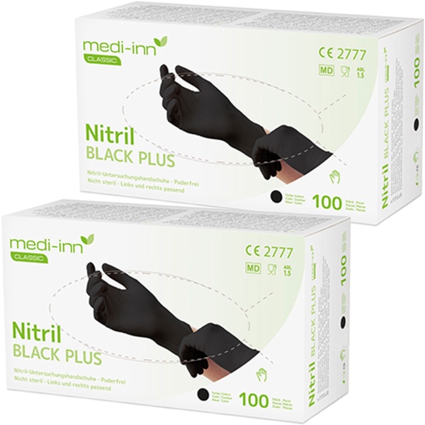 Einweg-Nitril-Handschuhe - puderfrei & latexfrei, Grösse XL, schwarz - 200 Stk. - Schutz für Medizin, Küche, Handwerk - mit Gripstruktur