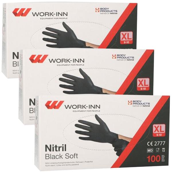 Einweg-Nitril-Handschuhe XL 300 Stk. schwarz - puderfrei, latexfrei & medizinische Qualität - mit Gripstruktur für sicheren Halt im Lebensmittelbereich