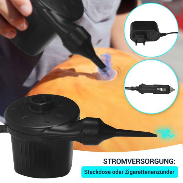 Praktische Elektrische Luftpumpe mit 3 Luftdüsen und Kompressor, 12 V / 230 V, 50 W, für schnelles Aufpumpen von Bällen, Schlauchbooten, Luftmatratzen