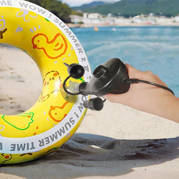 Praktische Elektrische Luftpumpe mit 3 Luftdüsen und Kompressor, 12 V / 230 V, 50 W, für schnelles Aufpumpen von Bällen, Schlauchbooten, Luftmatratzen