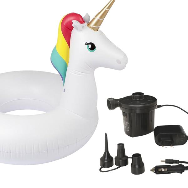 Praktische Elektrische Luftpumpe mit 3 Luftdüsen und Kompressor, 12 V / 230 V, 50 W, für schnelles Aufpumpen von Bällen, Schlauchbooten, Luftmatratzen